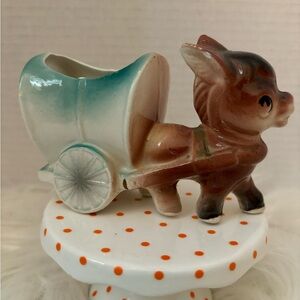 Vintage Mini Donkey and Cart Planter